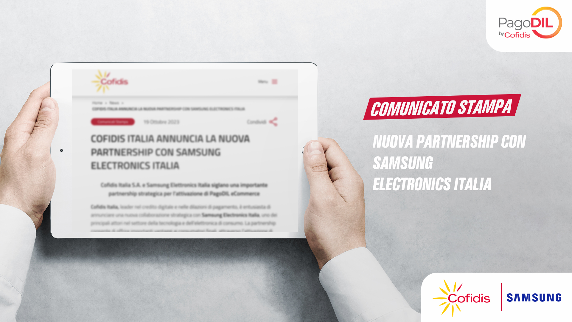 COFIDIS ITALIA ANNUNCIA LA NUOVA PARTNERSHIP CON SAMSUNG ELECTRONICS ITALIA