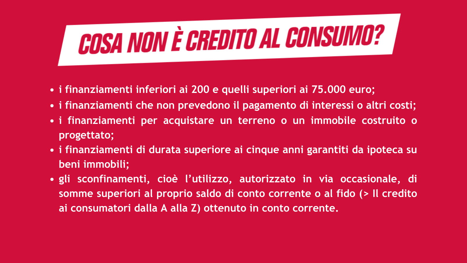 Cosa non è credito al consumo?