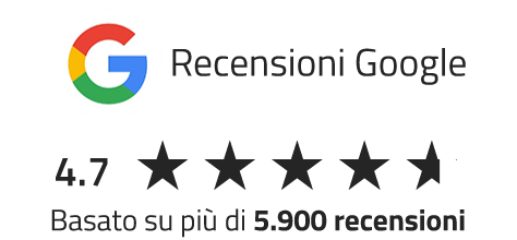 Media recensioni google 4.7 su 5 basato su più di 5.900 recensioni
